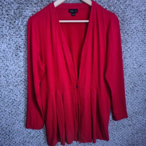 Tops - Vibrant Red Long Sleeve Cardigan